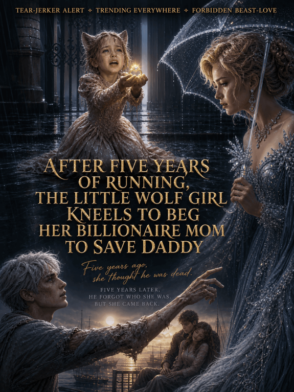AFTER FIVE YEARS   OF RUNNING,   THE LITTLE WOLF GIRL   KNEELS TO BEG   HER BILLIONAIRE MOM   TO SAVE DADDY